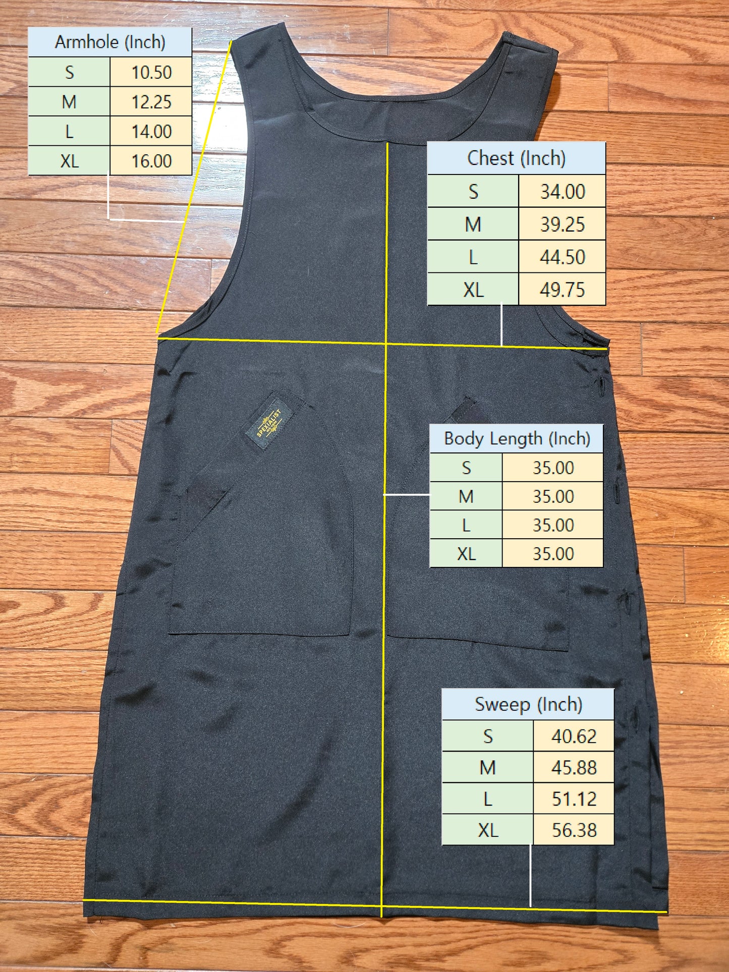Black Side Button Apron (WA-002 BLACK)