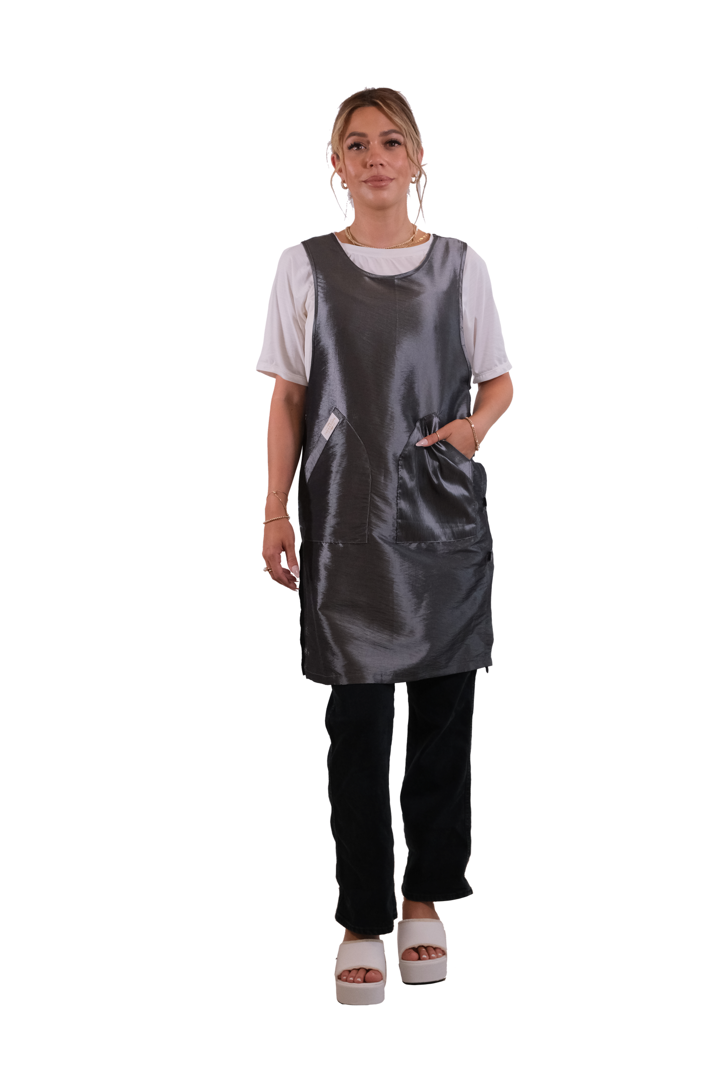 Gray Side Button Apron (WA-002 GRAY)