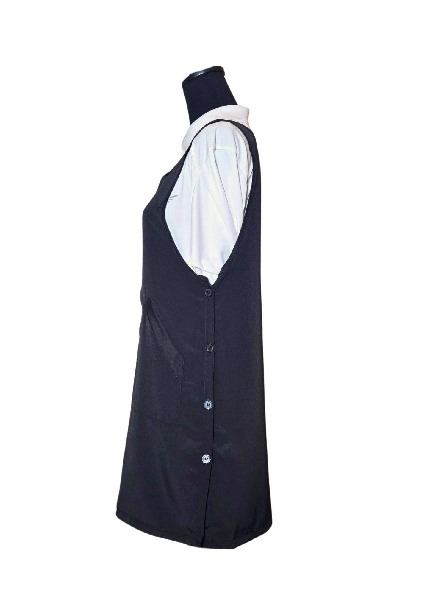 Black Side Button Apron  (WA-002 BLACK)