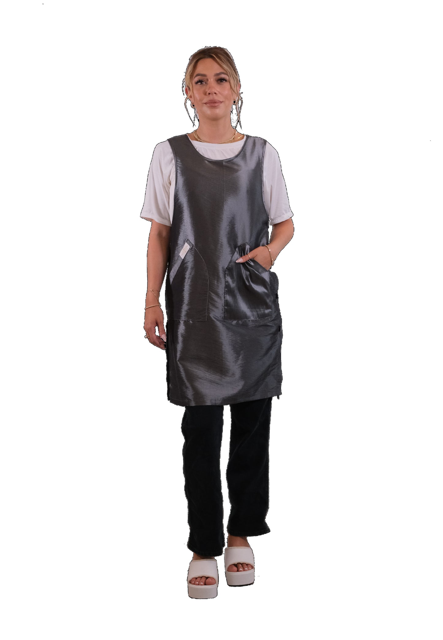 Gray Side Button Apron (WA-002 GRAY)
