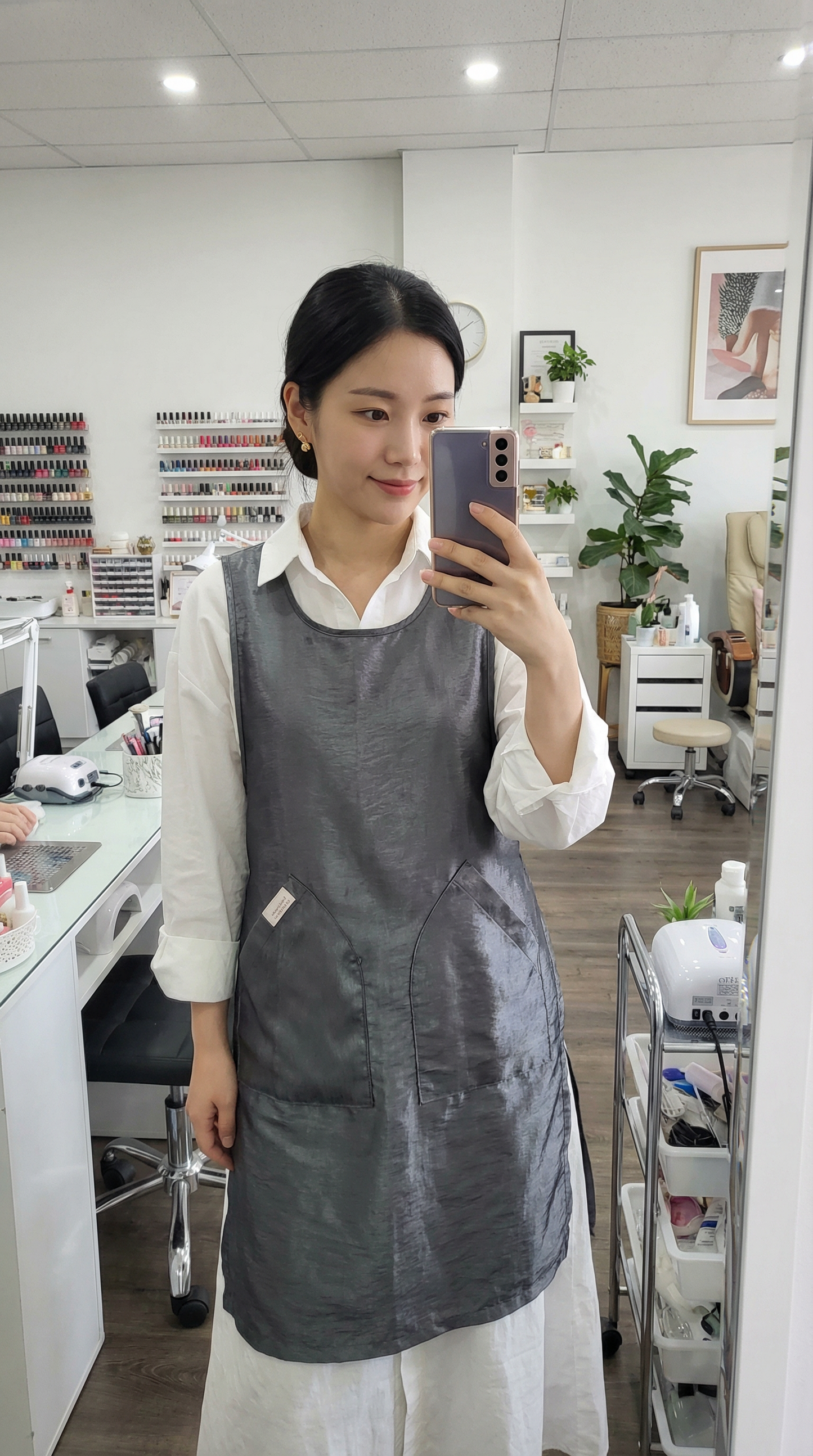 Gray Side Button Apron (WA-002 GRAY)