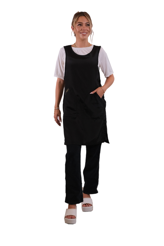 Shinny Side Button Apron  (WA-002 BLACK)