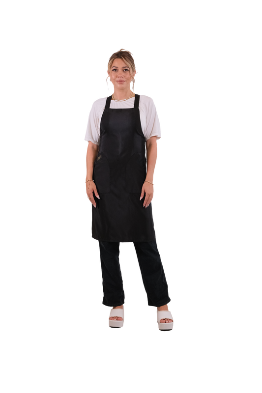 Shinny Cross Back Apron  (WA-001 BLACK)